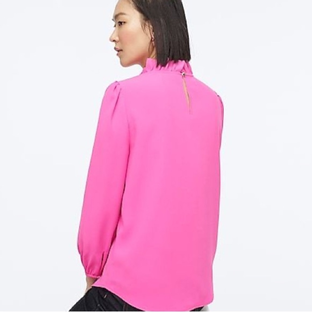 J. Crew Ruffle Collar 365 Crepe Blouse Women''s XS Pink Career Classic Dainty‎ - Picture 3 of 11